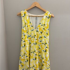 Mustard Seed Yellow Lemon Print Backless Dress